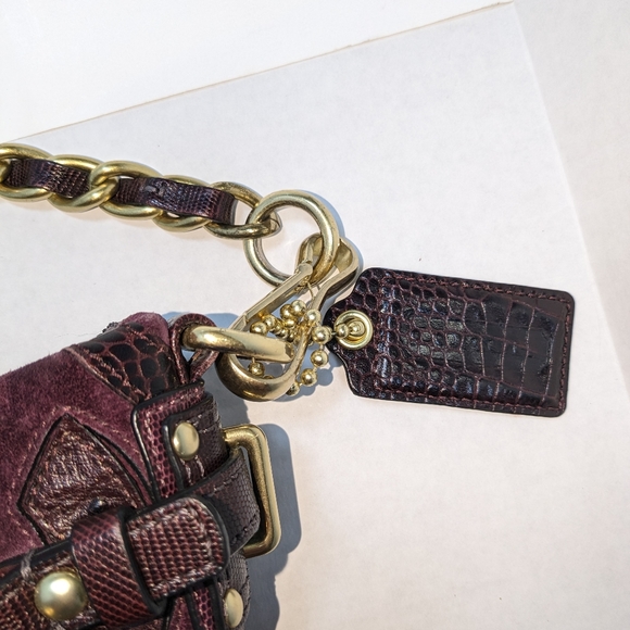 Coach Inlaid C Brooke plum purple leather/suede shoulder/ handbag Y2K hobo - Picture 3 of 10